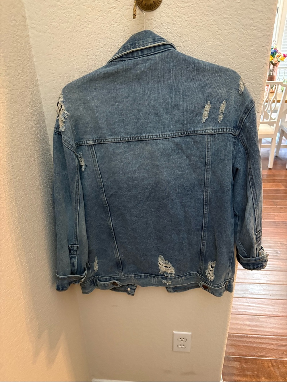 Oversized Distressed Blue Denim Jacket - Picture 2 of 3